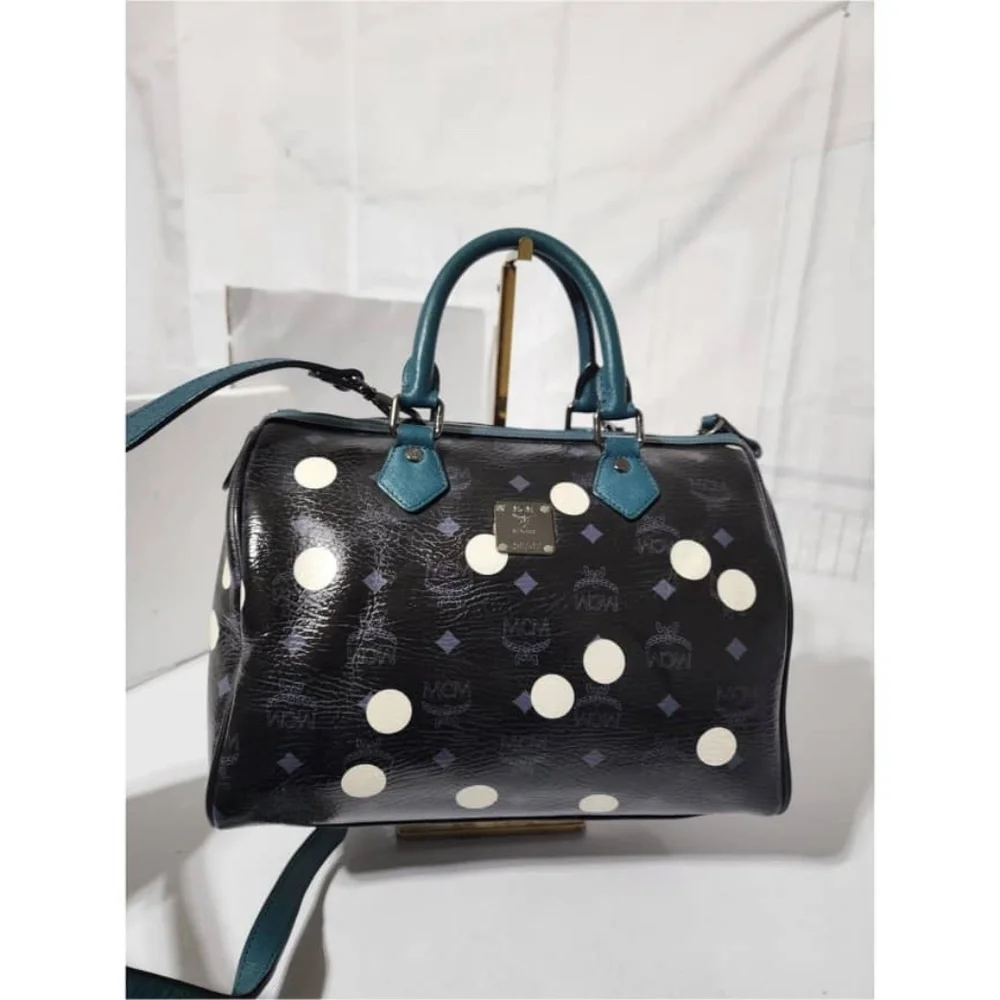 Authentic MCM Craig & Karl Snowdome Boston Bag Black/Green